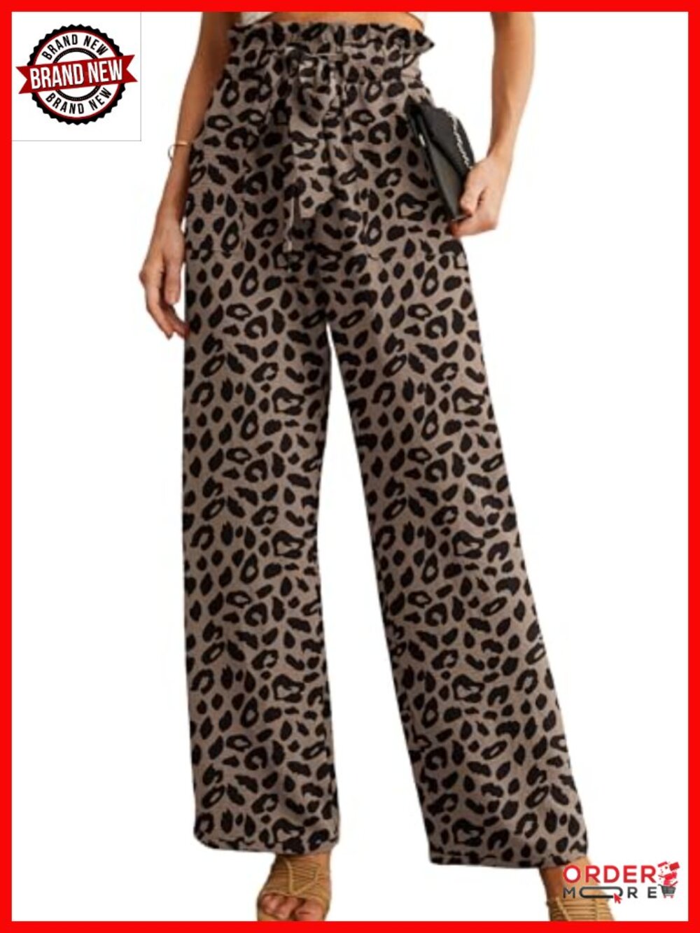 IWOLLENCE Women High Waist Wide Leg Palazzo Pants Adjustable Knot Tie Ankle